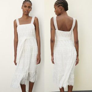 NEW ZARA textured midi white dress